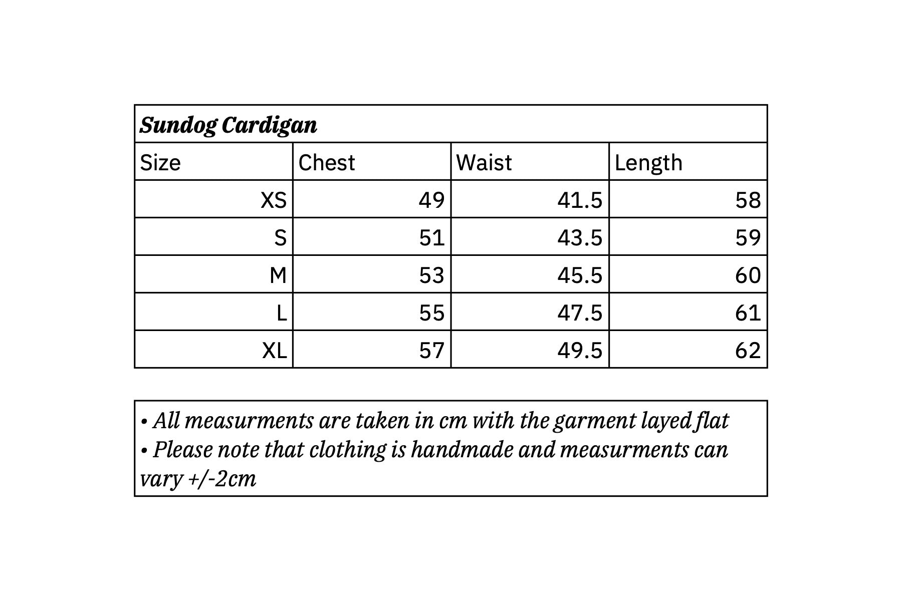 Size Guide