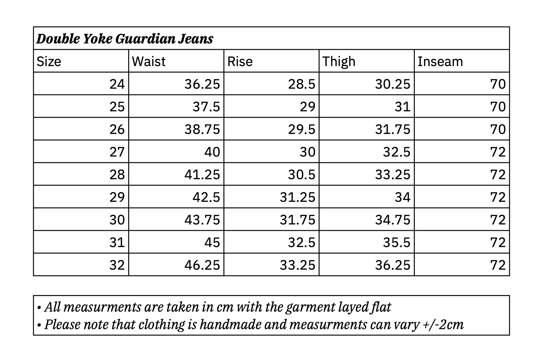 Size Guide